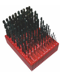 Set of drill bits, 130 pcs, MODUL 1.00-13.90x0.1 mm ČSN 221121RNHSS passiv.