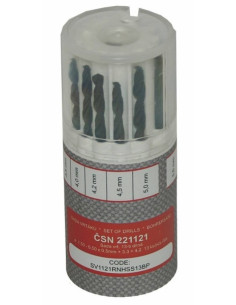 Set of drill bits 13 pcs 1.50-6.50x0.5 mm + 3.30+4.20 ČSN221121RNHSS Passivated, round box
