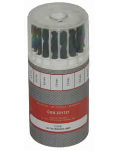 Set of drill bits, 19 pcs, 1.00-10.00x0.5 mm ČSN 221121RNHSS, Pass., plastic
