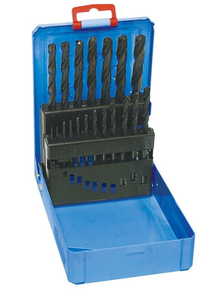 Set of drill bits, 19 pcs, 1.00-10.00x0.5 mm ČSN 221121RNHSS passivated, metal case