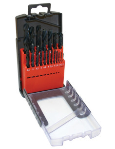 Set of drill bits, 19 pcs, 1.00-10.00x0.5 mm ČSN 221121RNHSS passivated, plastic