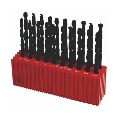 Set of drill bits, 20 pcs, MODUL 8.00-9.90x0.1 mm ČSN 221121RNHSS passiv.