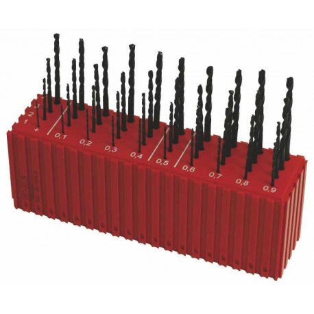 Set of drill bits, 40 pcs, MODUL 1.00-4.90x0.1 mm ČSN 221121RNHSS passiv.