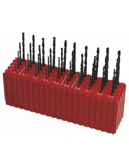 Set of drill bits, 40 pcs, MODUL 1.00-4.90x0.1 mm ČSN 221121RNHSS passiv.