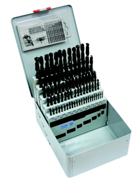 Set of drill bits, 91 pcs, 1.00-10.00x0.1 mm ČSN 221121RNHSS passivated, metal case