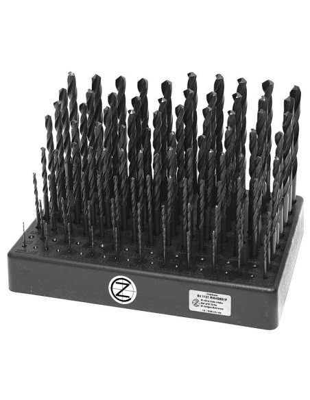 Set of drill bits, 91 pcs, 1.00-10.00x0.1 mm ČSN 221121RNHSS passivated, plastic stand