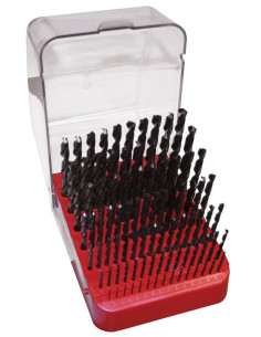 Set of drill bits, 91 pcs, 1.00-10.00x0.1 mm ČSN 221121RNHSS passivated, plastic-plastic stand