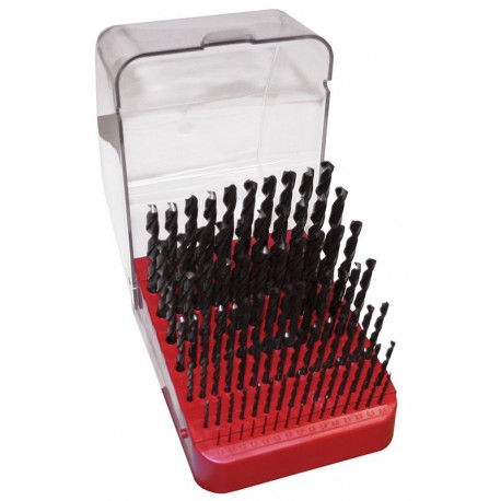 Set of drill bits, 91 pcs, 1.00-10.00x0.1 mm ČSN 221121RNHSS passivated, plastic-plastic stand