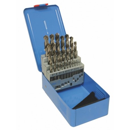 Set of drill bits, 25 pcs, 1.00-13.00x0.5 mm DIN 338LNHSS, polished, metal