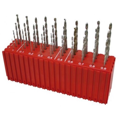 Set of drill bits, 40 pcs, MODUL 1.00-4.90x0.1 mm CZ002 HSS, plastic