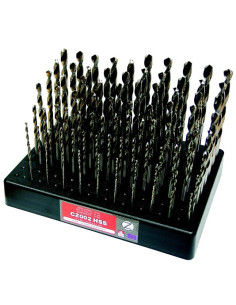 Set of drill bits, 91 pcs, 1.00-10.00x0.1 mm S338RCZ002HSS, plastic stand