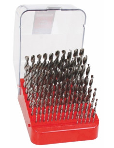 Set of drill bits, 91 pcs, 1.00-10.00x0.1 mm S338RCZ002HSS, plastic-plastic stand