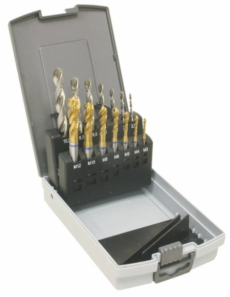 Set of drill bits CZ004 and taps for blind holes DIN371(2260)+DIN376(4260)