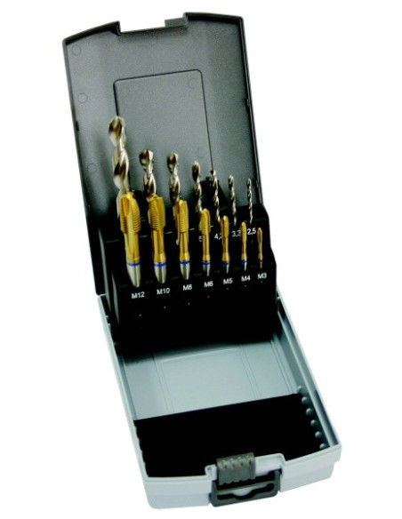 Set of drill bits CZ004 and taps for through holes DIN371(1660)+DIN376(3660)