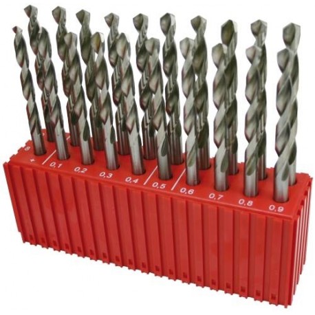 Set of drill bits, 20 pcs, MODUL 8.00-9.90x0.1 mm CZ004 HSSCo5, plastic