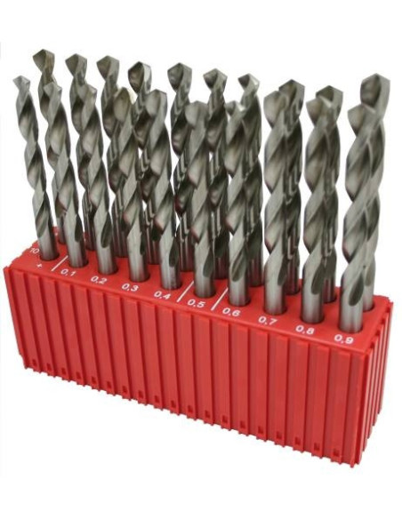 Set of drill bits, 20 pcs, MODUL 10.00-11.90x0.1 mm CZ004 HSSCo5, plastic