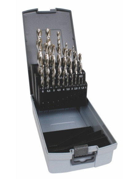 Set of drill bits, 24 pcs, 1.00-10.00x0.5 mm + 3.3 + 4.2 + 6.8 + 3.3 + 4.2 S338RCZ004HSSCo5