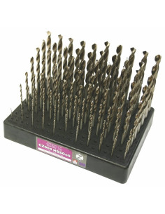 Set of drill bits, 91 pcs, 1.00-10.00x0.1 mm S338RCZ004HSSCo5, plastic stand