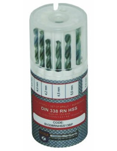 Sada vrtáků 13-dílná 1,50-6,50x0,5mm+3,30+4,20 DIN338RNHSS Lesklá, kulatý obal