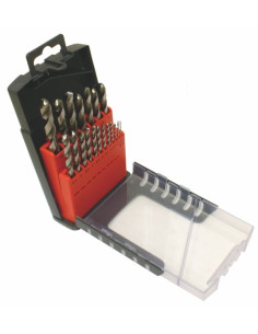 Set of drill bits, 25 pcs, 1.00-13.00x0.5 mm DIN338RNHSS polished, plastic