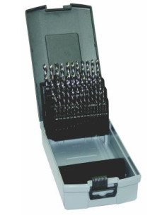 Set of drill bits, 51 pcs, 1.00-6.00x0.1 mm DIN338RNHSS polished, plastic