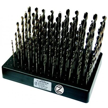 Set of drill bits, 91 pcs, 1.00-10.00x0.1 mm DIN 338RNHSS polished, plastic stand