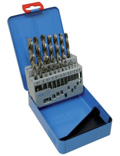 Set of drill bits, 19 pcs, 1.00-10.00x0.5 mm DIN 338RNHSSCo polished