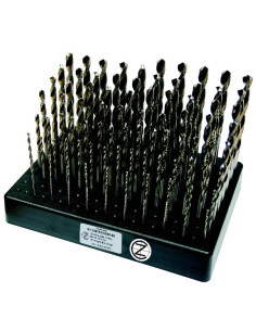 Set of drill bits, 91 pcs, 1.00-10.00x0.1 mm DIN 338RNHSSCo polished, plastic stand