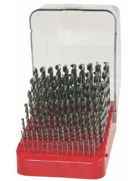 Set of drill bits, 91 pcs, 1.00-10.00x0.1 mm DIN 338RNHSSCo polished, plastic-plastic stand