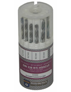 Sada vrtáků 13-ti dílná 1,50-6,50x0,5mm+3,30+4,20 DIN338RTiHSSCo Lesklá, kulatý obal