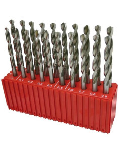 Set of drill bits, 20 pcs, MODUL 8.00-9.90x0.1 mm DIN338RTi HSSCo5, plastic