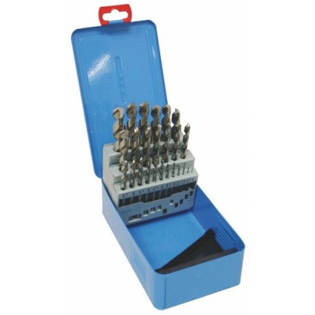 Set of drill bits, 25 pcs, 1.00-13.00x0.5 mm DIN 338RTiHSSCo, polished, metal