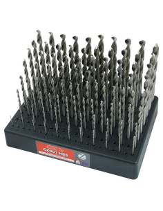 Set of drill bits, 91 pcs, 1.00-10.00x0.1 mm DIN 338RTiHSSCo5 polished, plastic stand