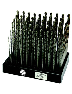 Set of drill bits, 91 pcs, 1.00-10.00x0.1 mm long series DIN DIN340 RN HSS