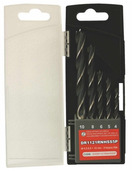 Set of wood drill bits, 5 pcs, 4, 5, 6, 8 and 10 mm StandardLine