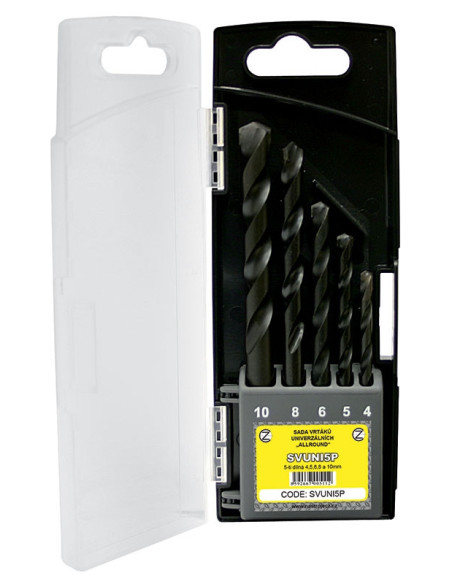 Set of universal Allround drill bits, 5 pcs, 4, 5, 6, 8 and 10 mm