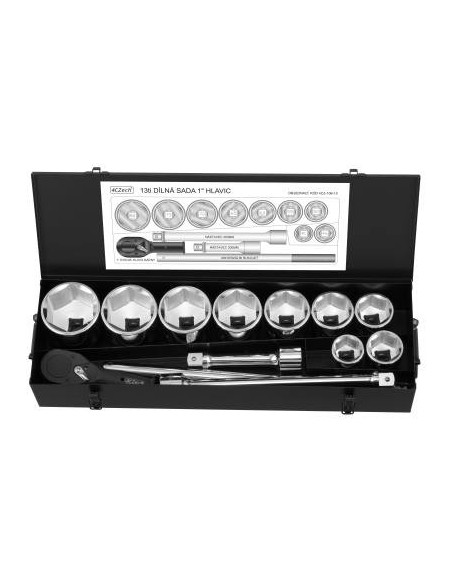 1″ 13-piece toolset 41-80 mm + socket wrench, 24 teeth