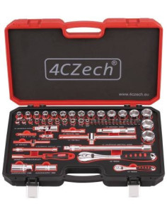 1/4″ and 1/2″ 59-piece toolset 4-32 mm + 2 socket wrenches, 72 teeth