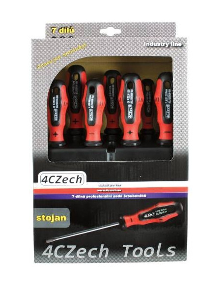 Set of screwdrivers PL, PH, PZ, 7 pcs, profi, cardboard box + plastic holder
