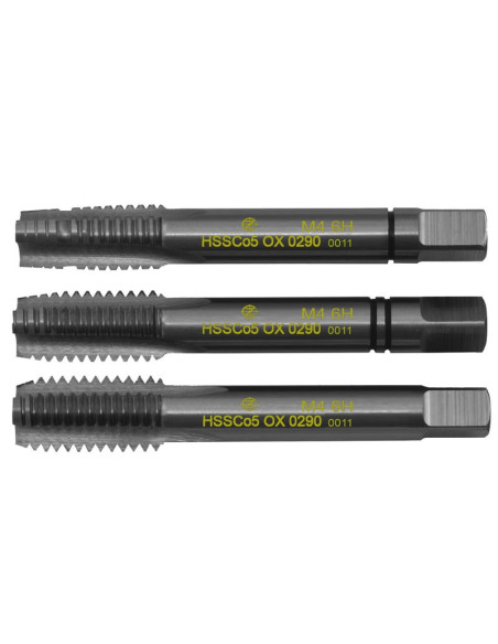 Set of taps, M4x0.7 SET ISO2 HSSCo5 OX DIN 352