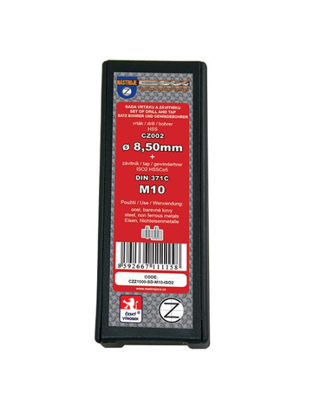 Set of machine taps M10x1.5 ISO2 HSSCo5 DIN371C + drill CZ0028.50