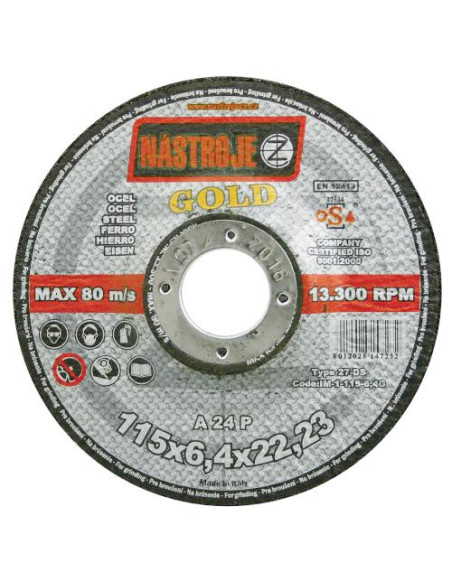 Grinder disk gold 115x6.4x22 for steel 25 pcs per package
