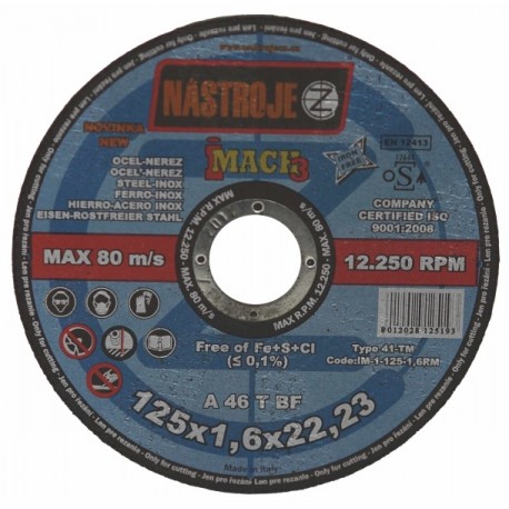 Cutting disk 125x1.6x22 iMACH3 for steel and stainless steel 50 pcs per pack