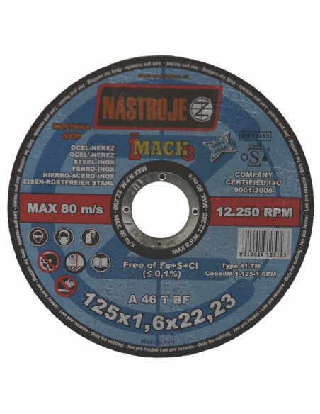 Cutting disk 125x1.6x22 iMACH3 for steel and stainless steel 50 pcs per pack