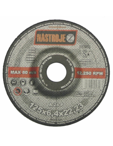 Grinder disk 125x6.4x22 for steel 25 pcs per package