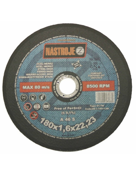 Cutting disk 180x1.6x22 for steel and stainless steel 100 pcs per pack