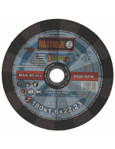 Cutting disk 180x1.6x22 iMACH3 for steel and stainless steel 100 pcs per pack