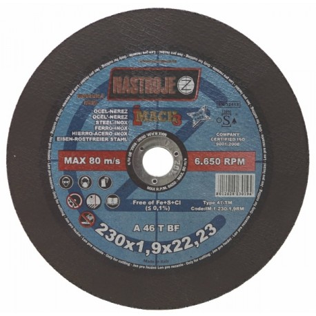 Cutting disk 230x1.9x22 iMACH3 for steel and stainless steel 50 pcs per pack