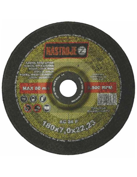 Grinder disk 180x7.0x22 for stone and cast iron C24P 25 pcs per package