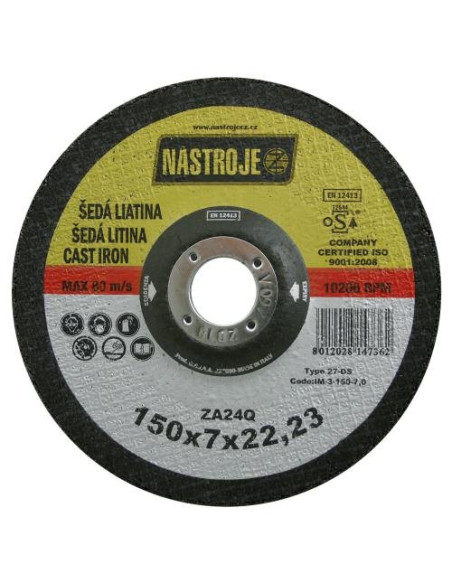 Grinder disk 150x7.0x22 for cast iron 25 pcs per package